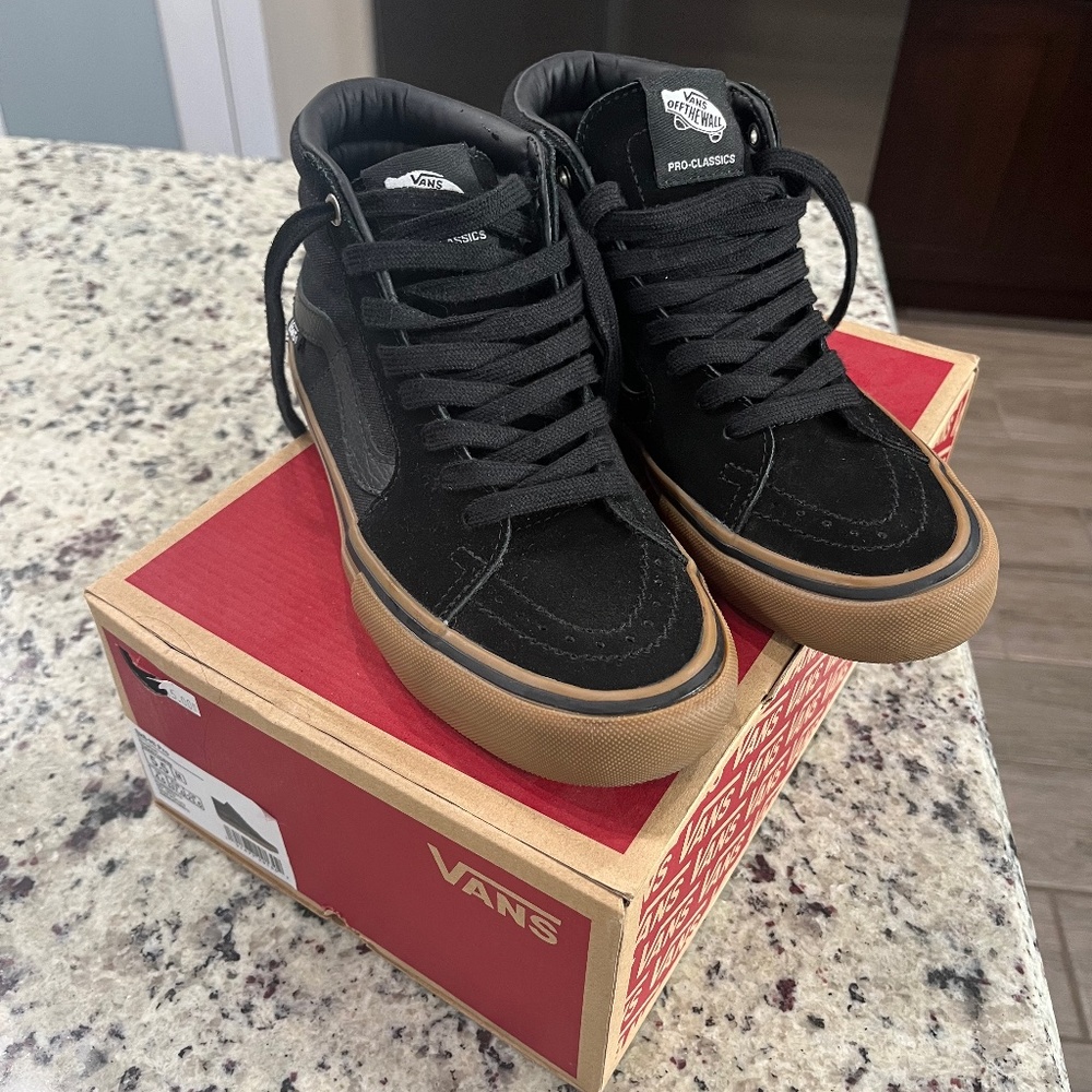Vans Black Suede High-Top Sneakers with Gum Sole